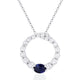 Sapphire and Diamond Open Circle Pendant Necklace