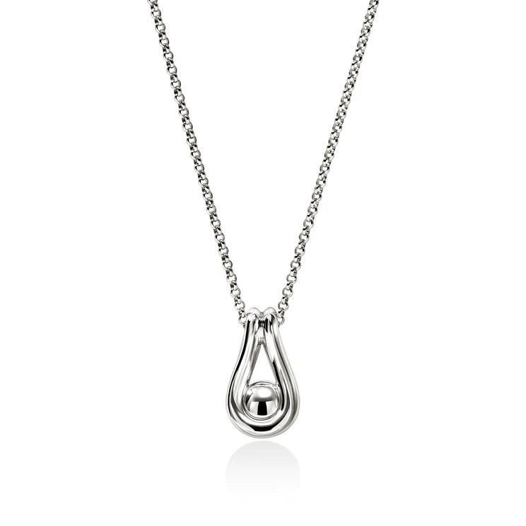 Sterling Silver Pearl Surf Pendant Necklace