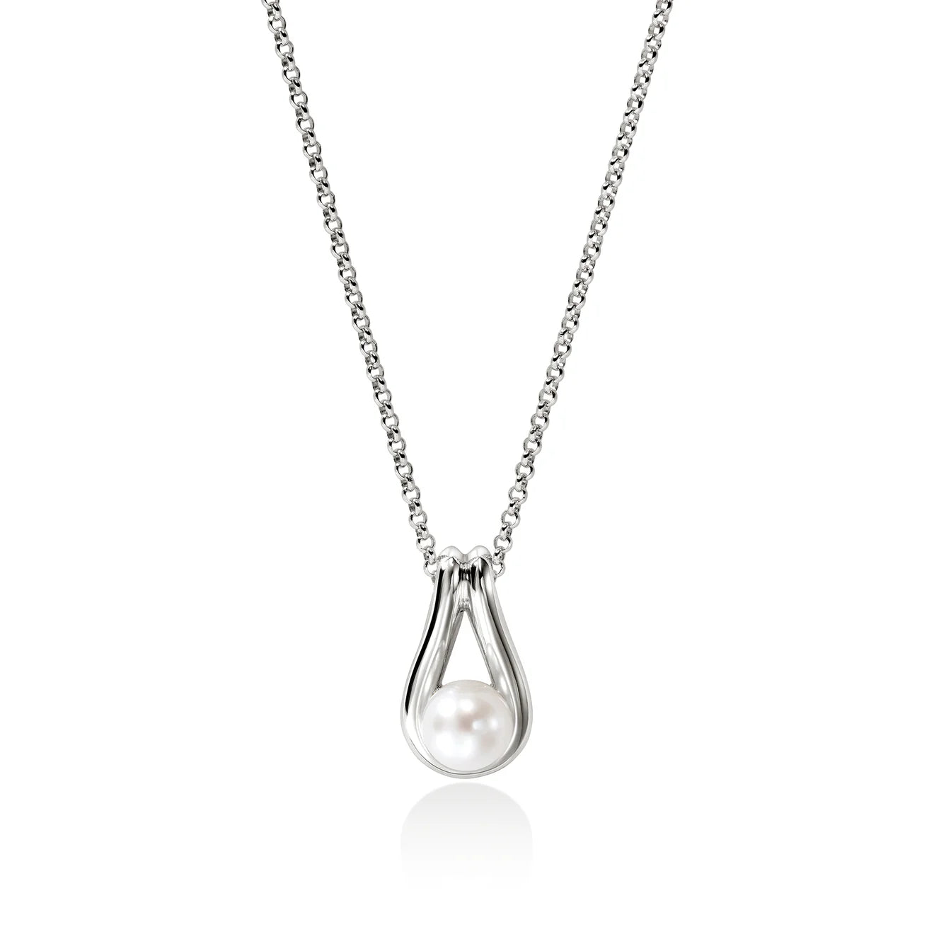 Sterling Silver Pearl Surf Pendant Necklace