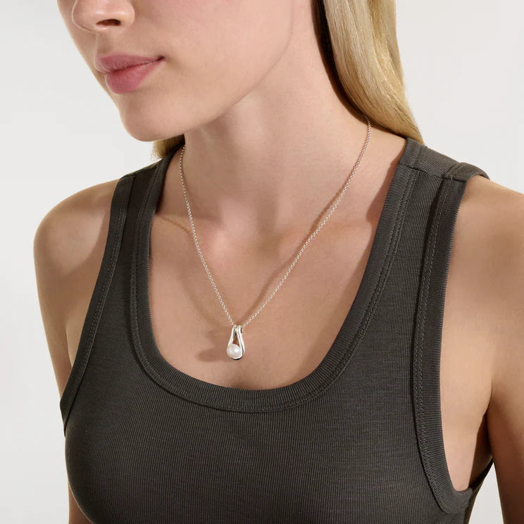 Sterling Silver Pearl Surf Pendant Necklace