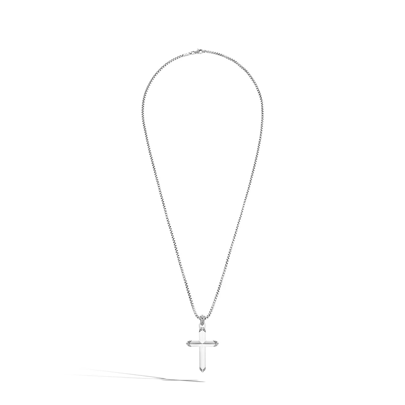Sterling Silver Carved Cross Pendant Necklace