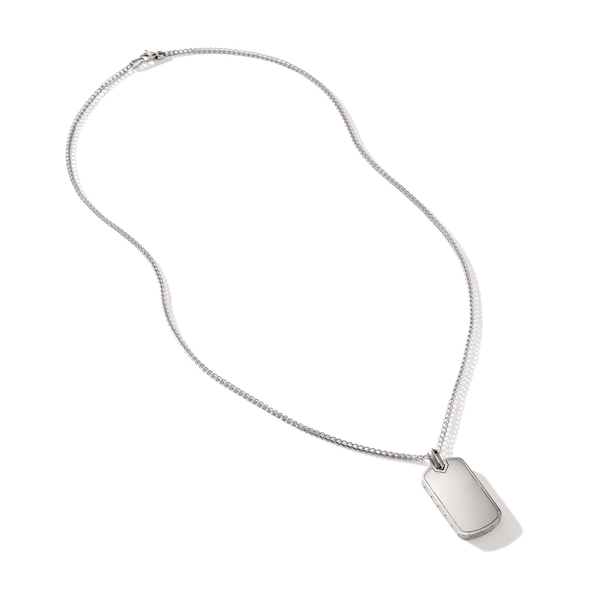 Sterling Silver and Black Onyx Tag Pendant Necklace