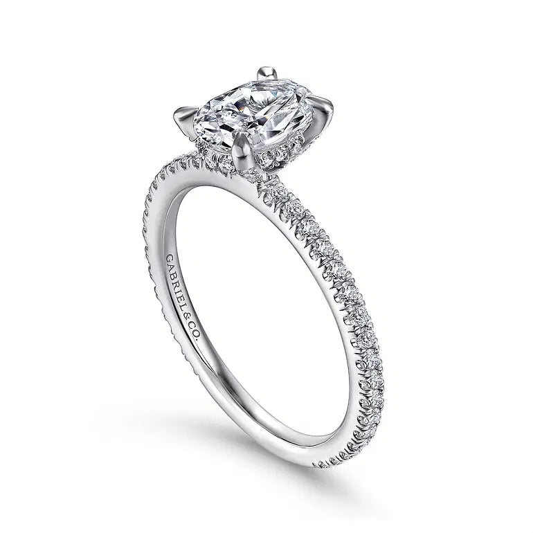 Noa White Gold Oval Diamond Engagement Ring Setting