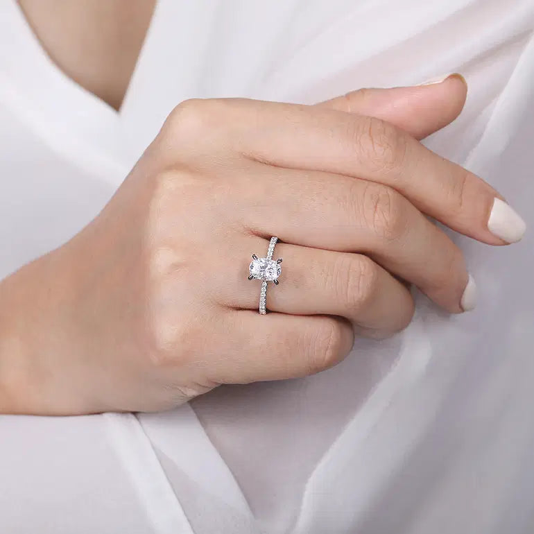 Noa White Gold Oval Diamond Engagement Ring Setting
