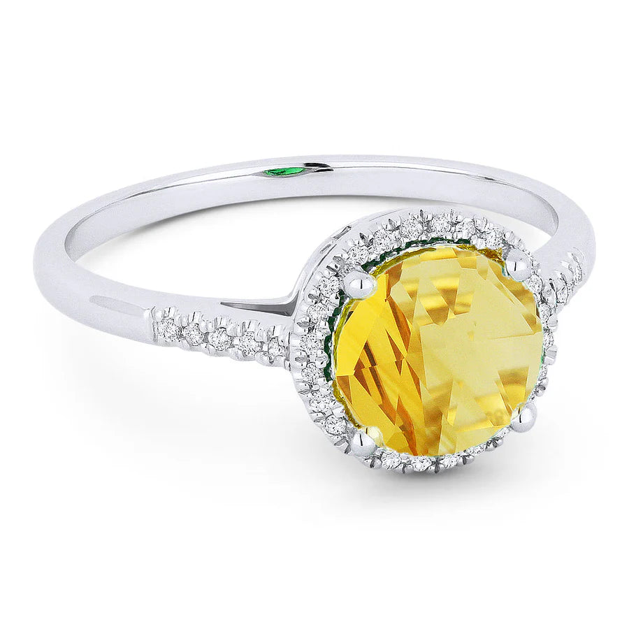 Round Citrine and Diamond Halo Ring – Murphy Jewelers