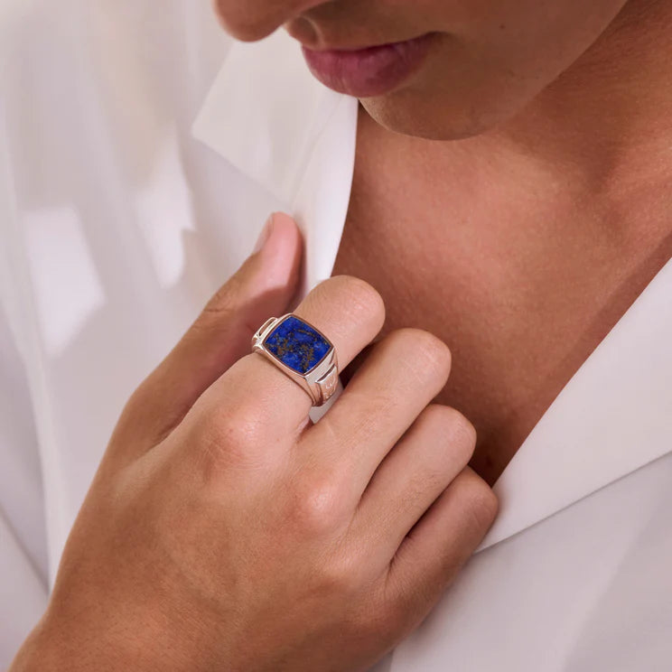 Sterling Silver and Lapis Lazuli Signet Ring