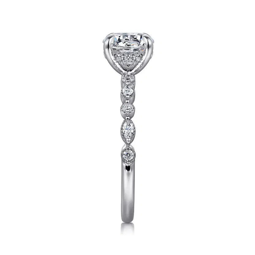 Lanna White Gold Round Diamond Engagement Ring Setting