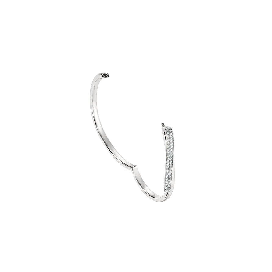 White Gold Inside Out Diamond Flip Bangle