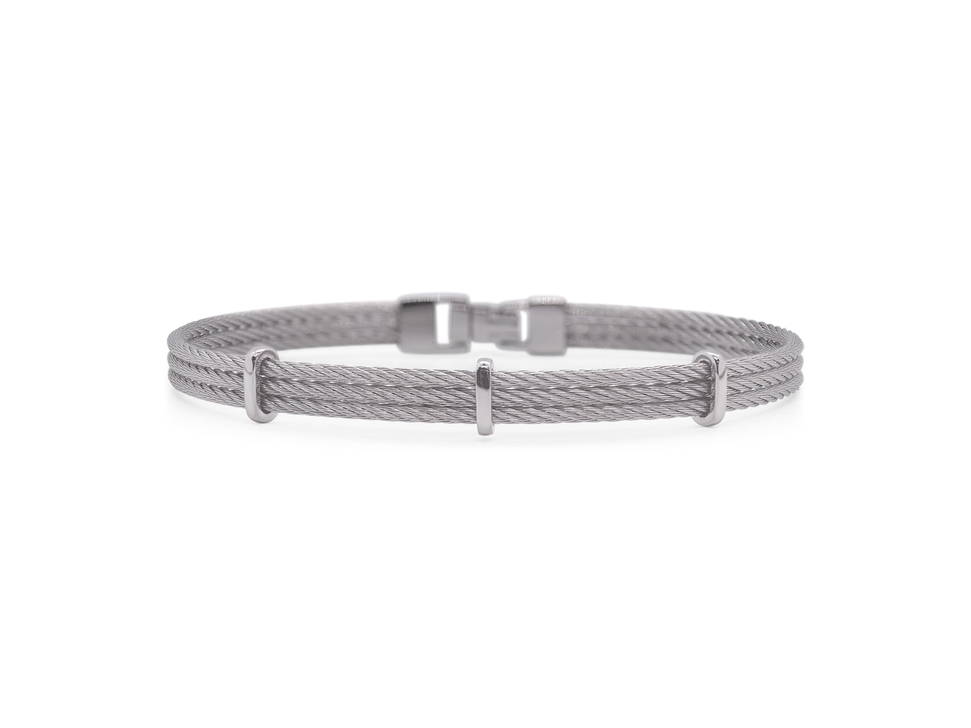 Men's Grey Cable Slim Station Bracelet