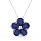 Created Blue Sapphire Flower Pendant Necklace