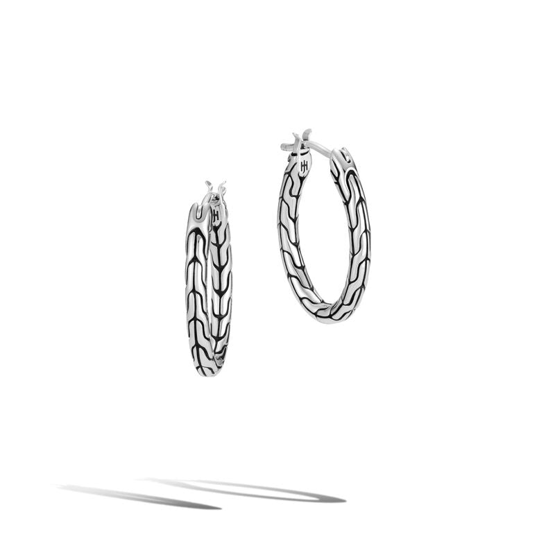 Carved Chain Small Oval Hoop Earring