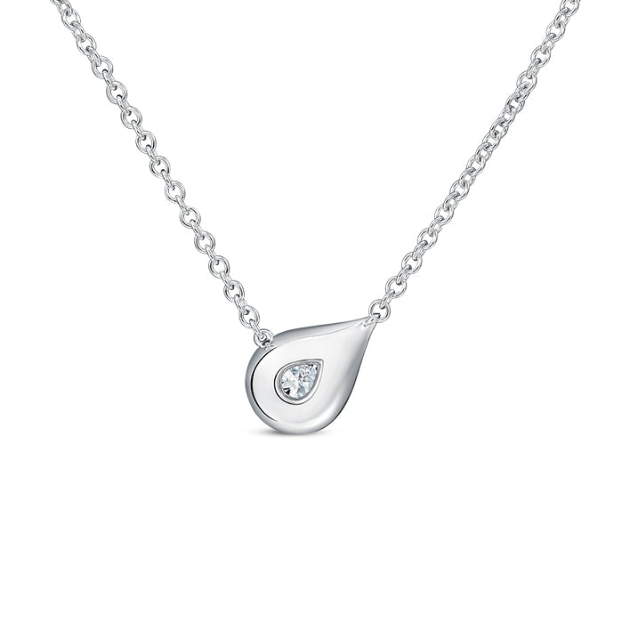 Lu White Gold Diamond Droplet Pendant, 0.30 ctw