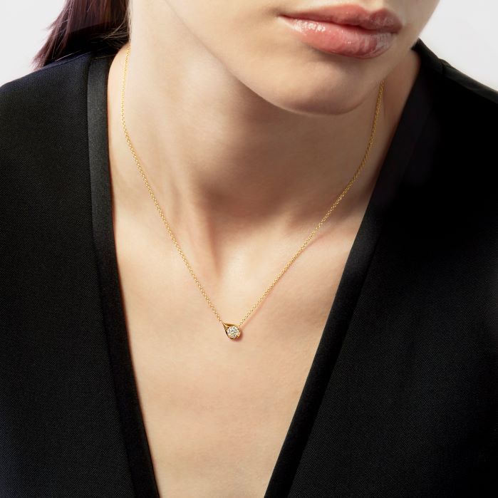 Lu Yellow Gold Diamond Droplet Pendant, 0.50 ctw