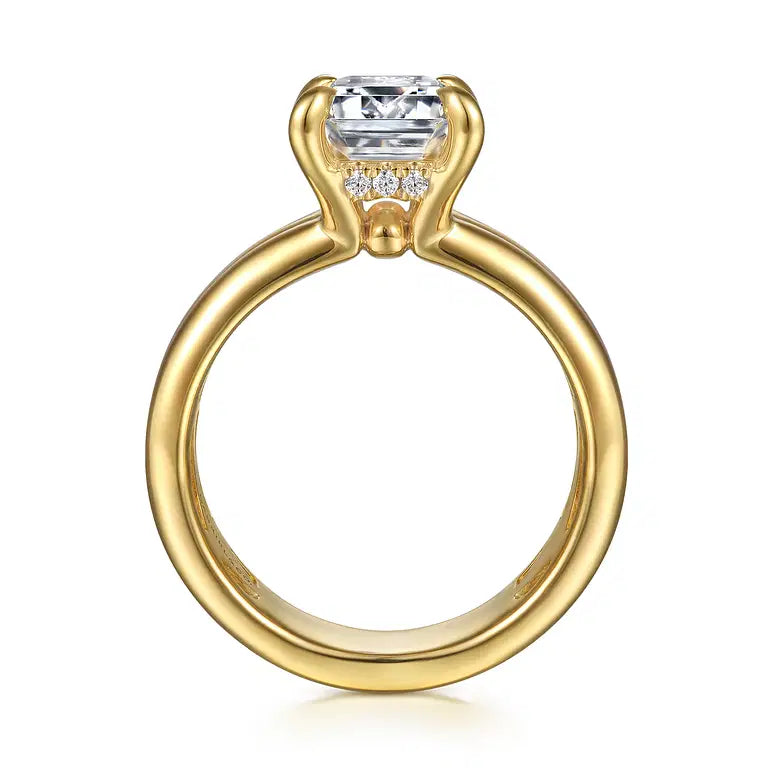 Robin Yellow Gold Emerald Cut Diamond Engagement Ring Setting