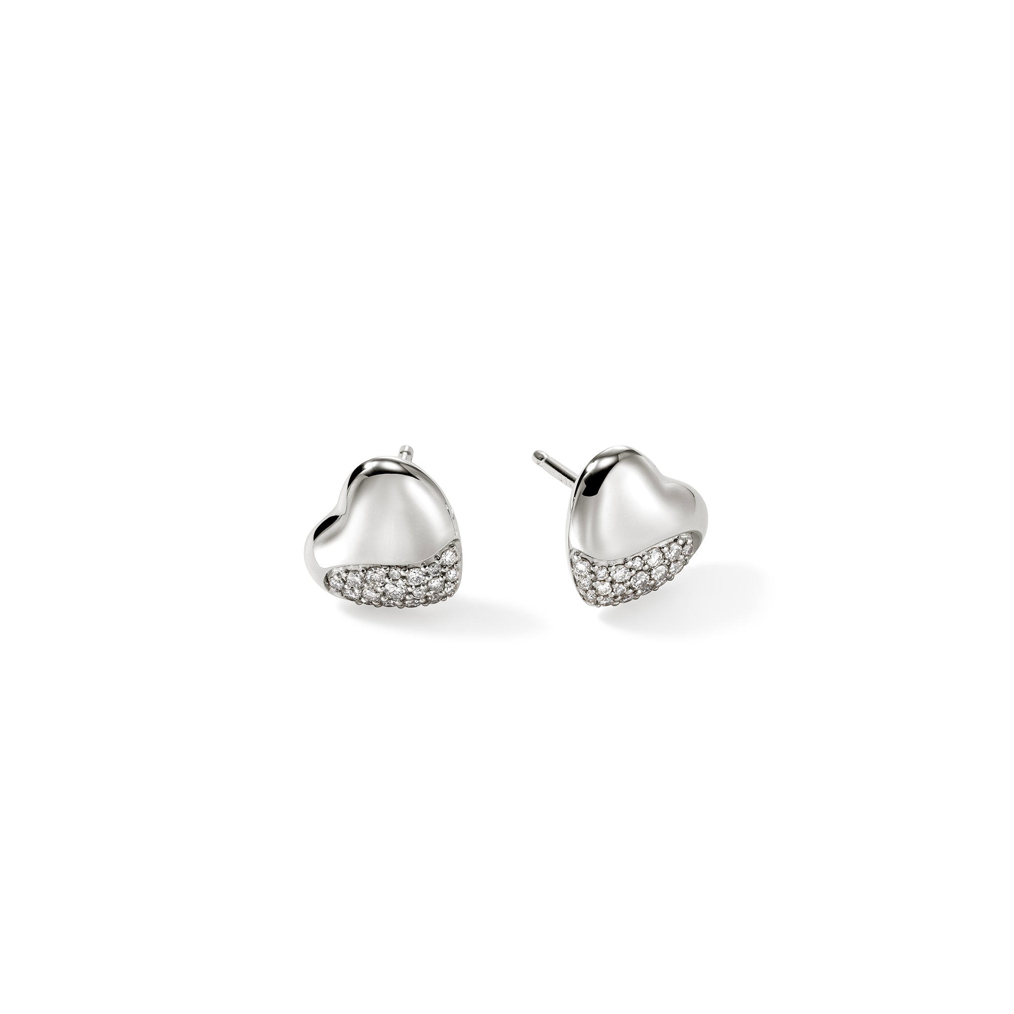 Diamond Heart Pebble Earrings