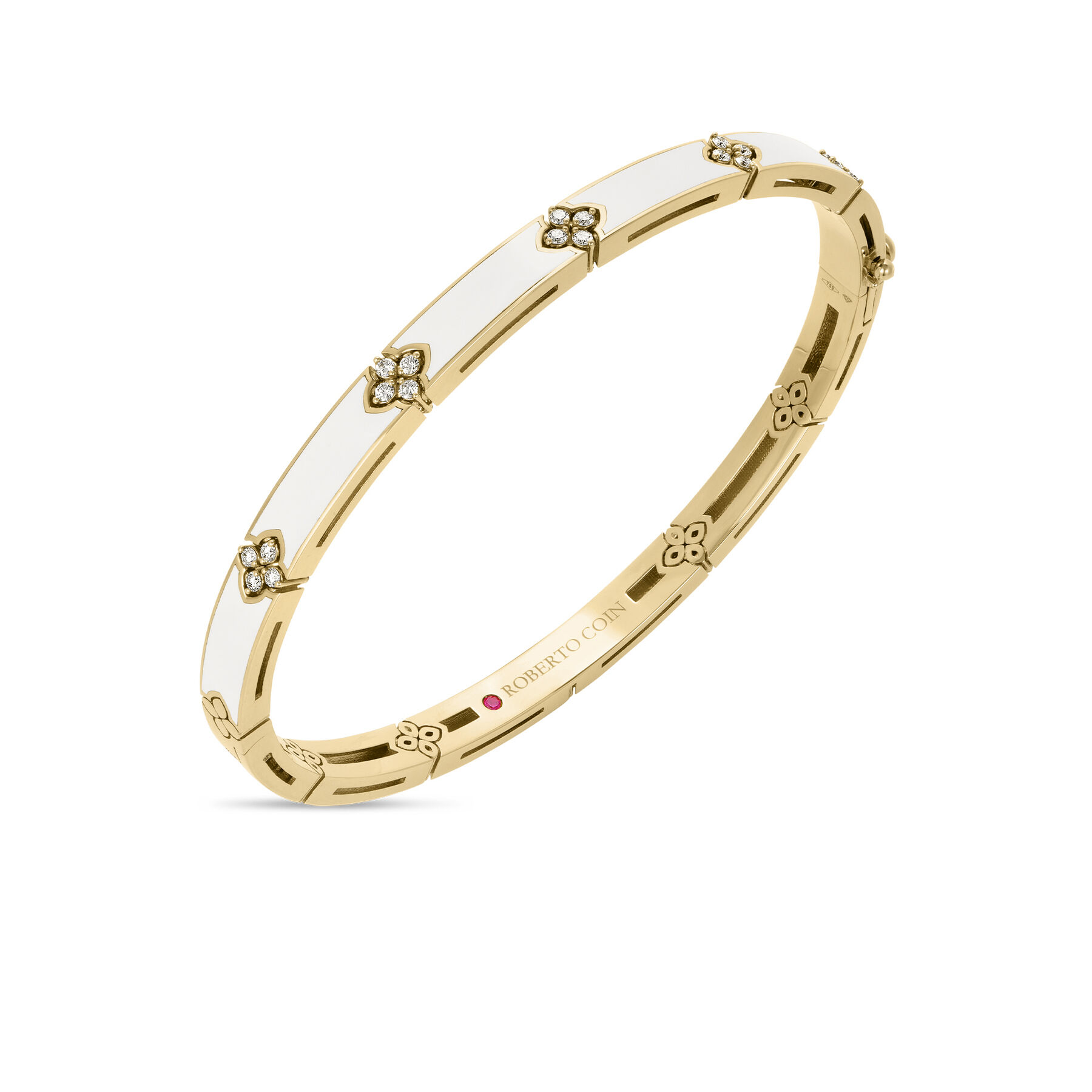 Love In Verona Diamond & White Enamel Bangle