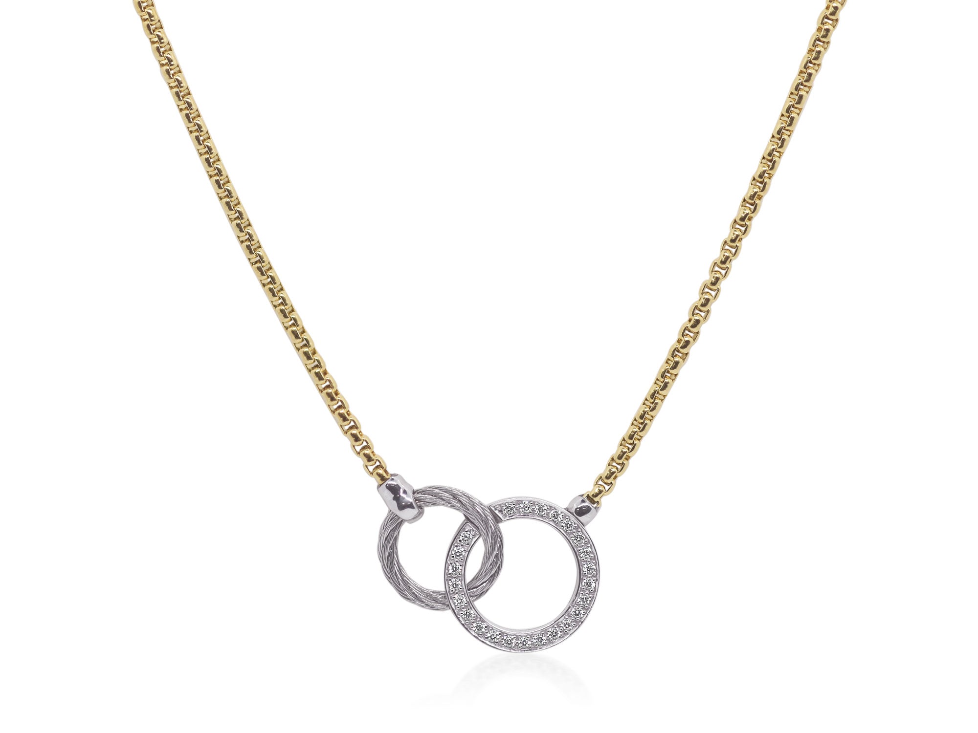Interlocking Circle Necklace with Diamonds