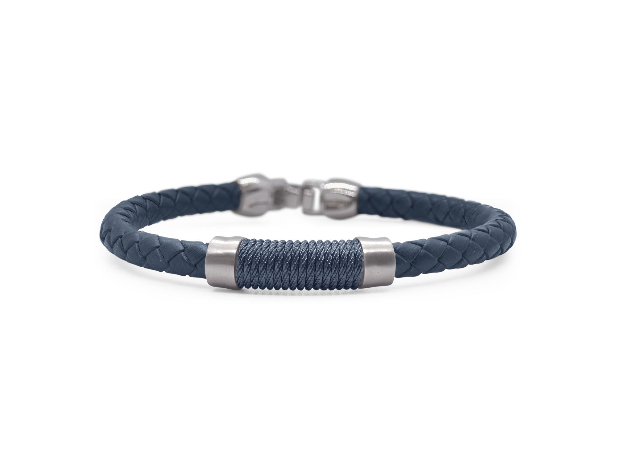 Men’s Blueberry Leather & Twisted Cable Bracelet