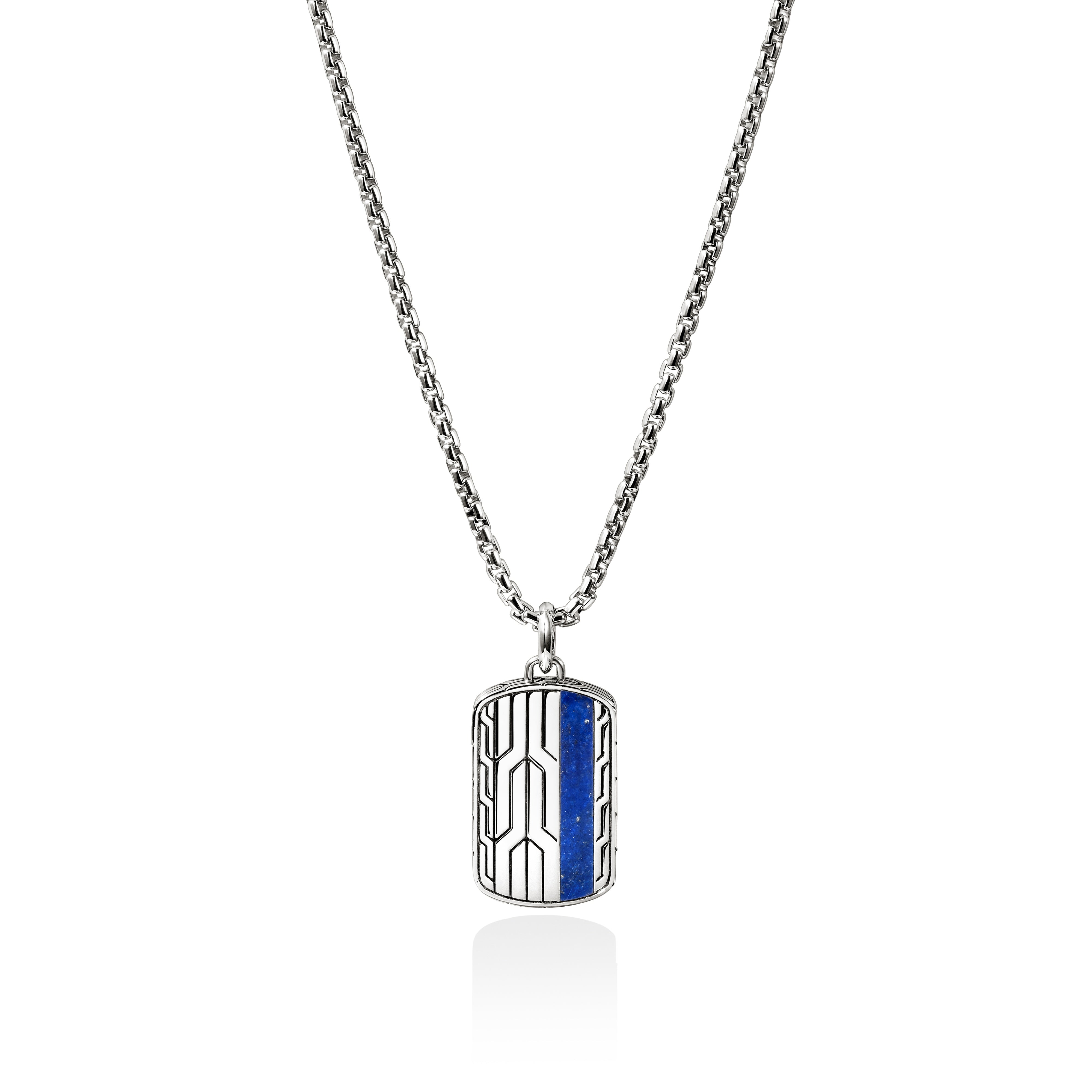 Men's Sterling Silver Lapis Lazuli Pendant Necklace