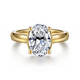 Villa Yellow Gold Half Bezel Oval Diamond Engagement Ring Setting