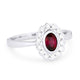 Ruby and Diamond Scalloped Halo Ring