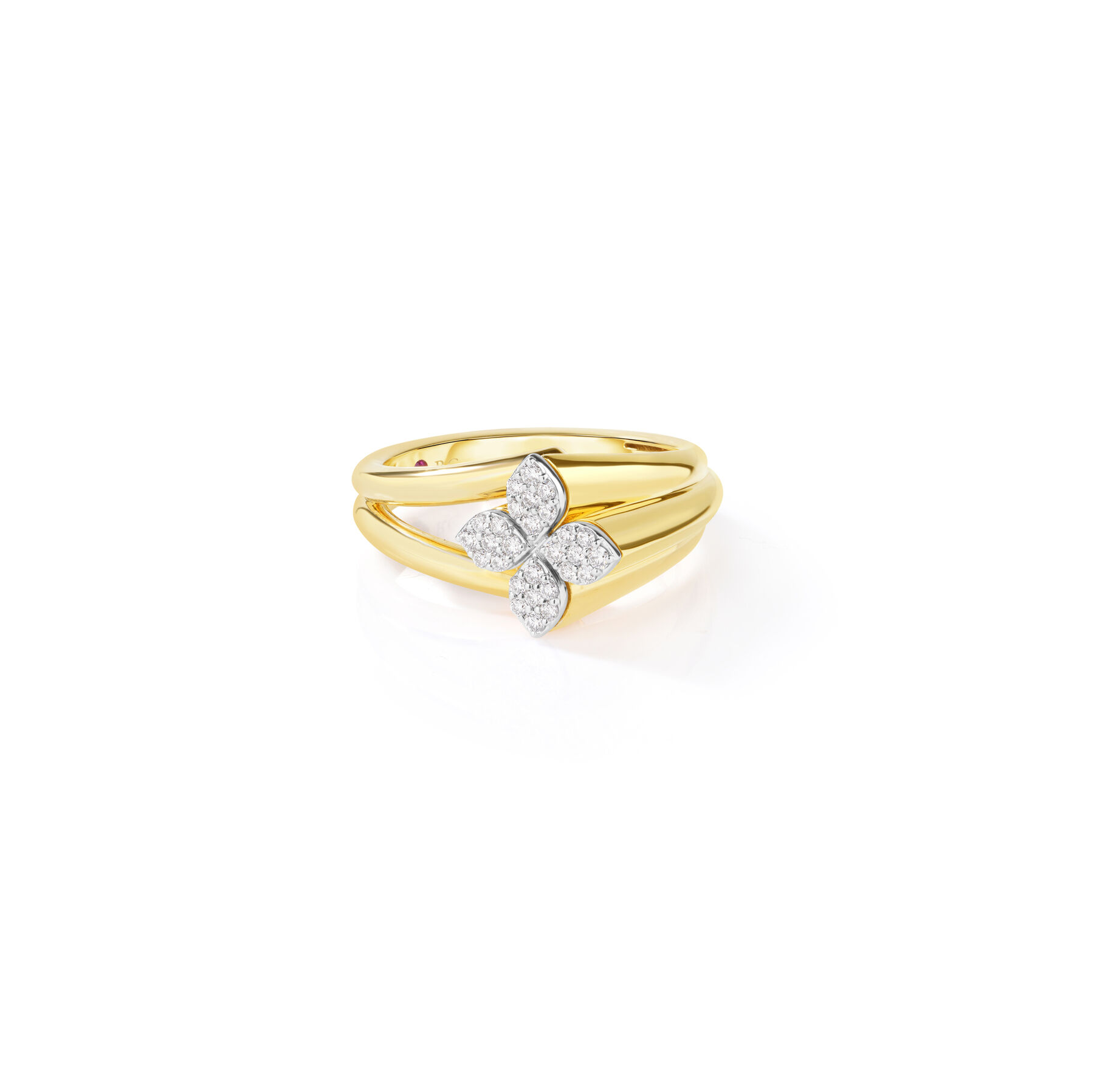 Love In Verona Diamond Flower Double Band Ring