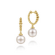 Yellow Gold Bujukan Pearl Drop Huggie Earrings