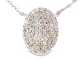 White Gold Pave Diamond Oval Pendant Necklace