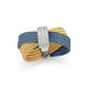 Yellow and Caribbean Blue Stainless Steel Cable and White Gold Bow Ring with Diamonds