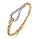 Yellow and White Gold Bujukan Bead and Pave Diamond Bangle