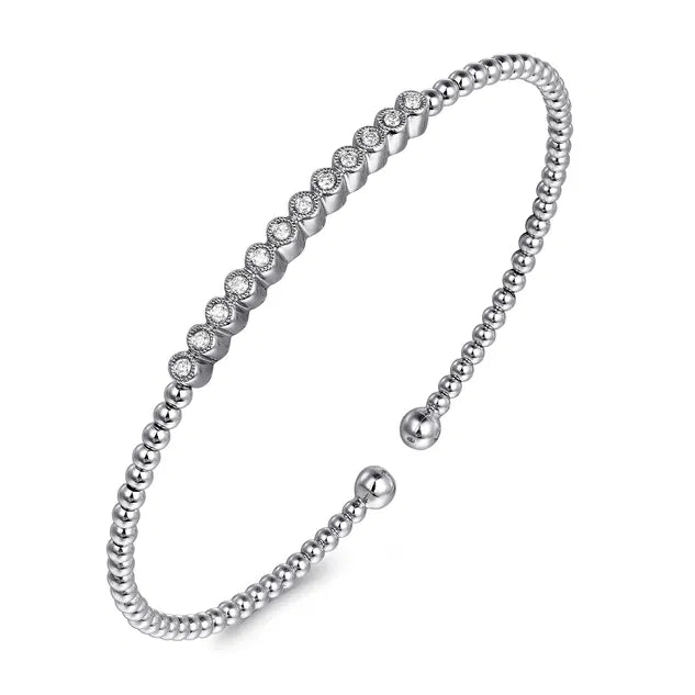 Bujukan White Gold Bead Diamond Bangle