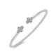 White Gold Bujukan Bead Split Cuff Bracelet with Quatrefoil Diamond Endcaps
