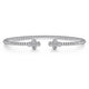 White Gold Bujukan Bead Split Cuff Bracelet with Quatrefoil Diamond Endcaps