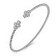 White Gold Bujukan Bead Split Cuff Bracelet with Quatrefoil Diamond Endcaps
