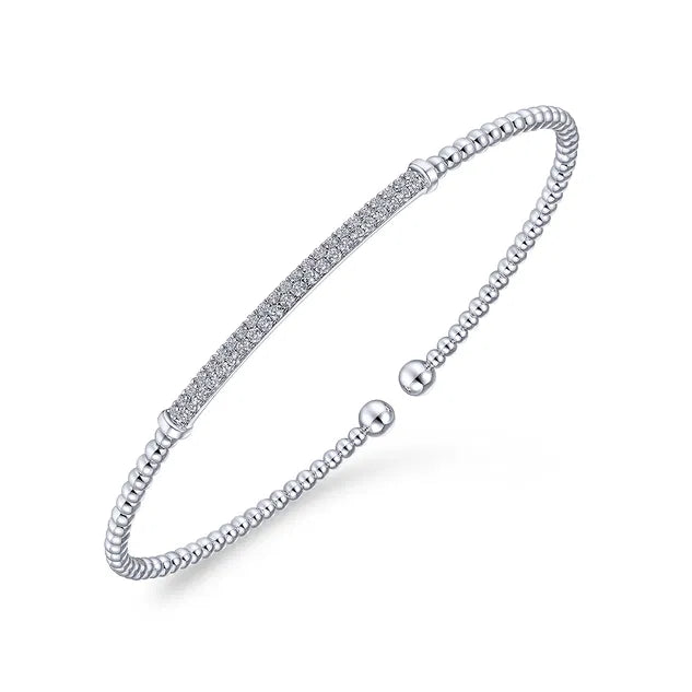 White Gold Bujukan Diamond Bar Split Bangle