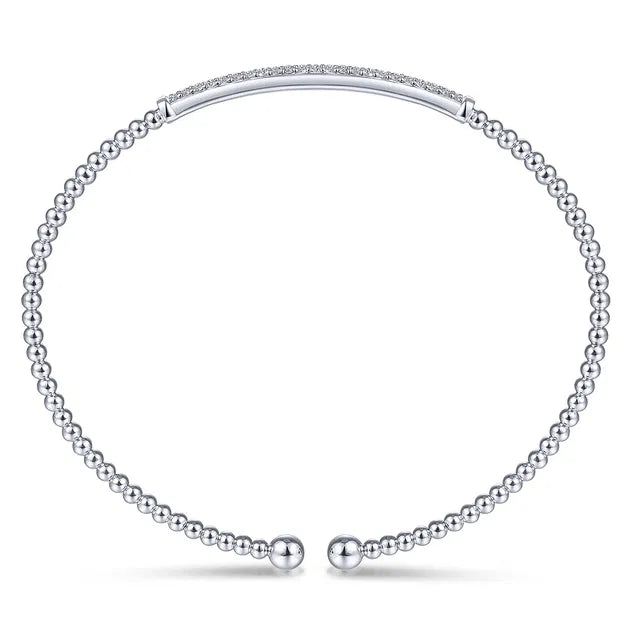 14K White Gold Bujukan Diamond Bar Split Bangle
