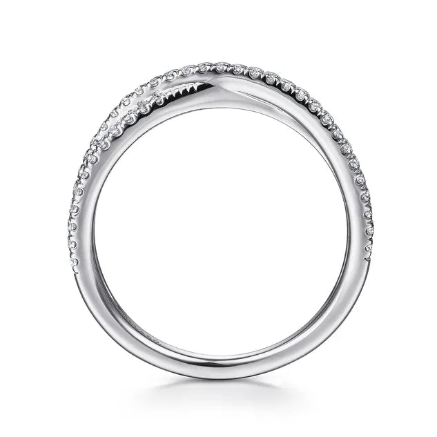 White Gold Pave Diamond Criss Cross Ring