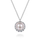 Pearl and Diamond Halo Pendant Necklace