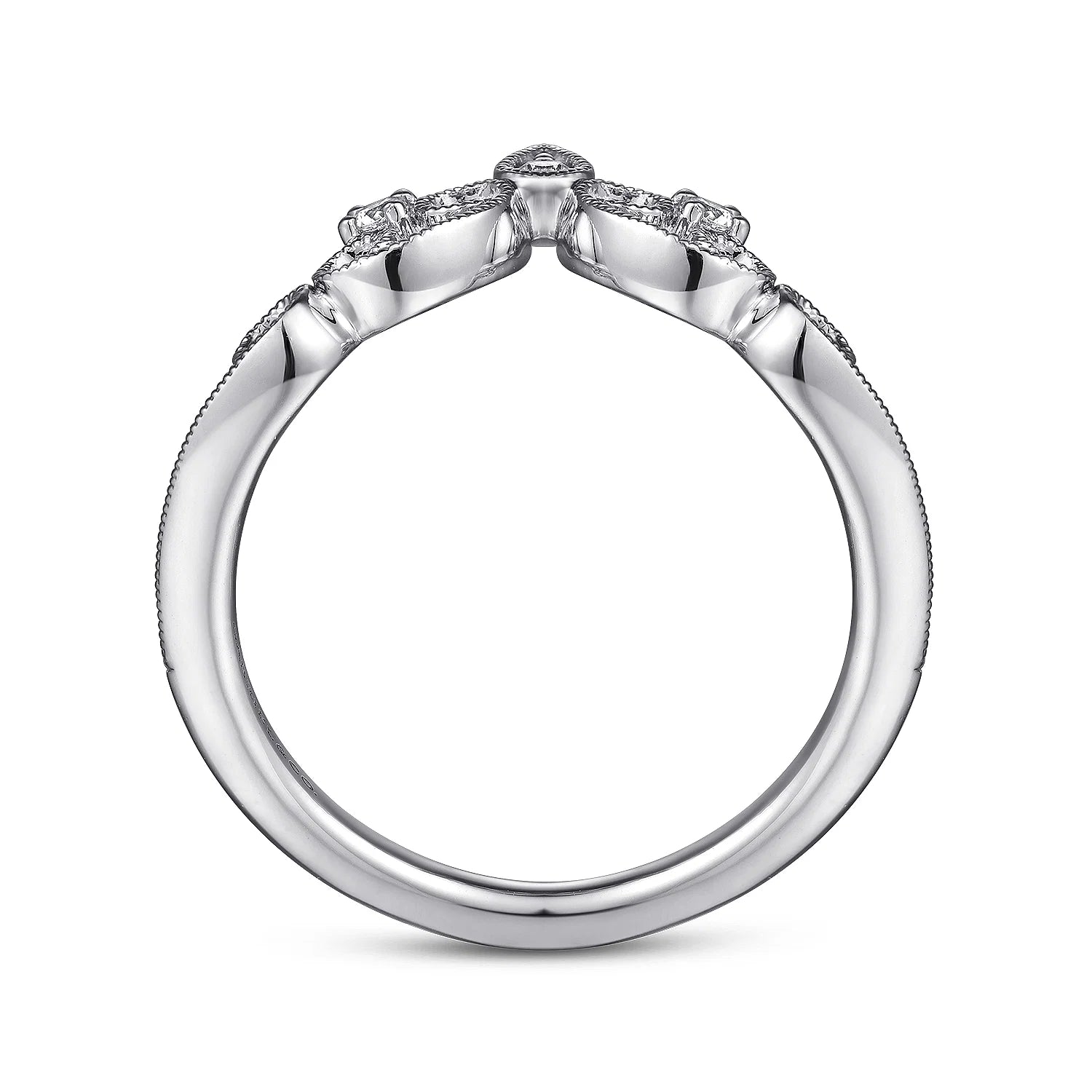 Curved Filagree Diamond Ring