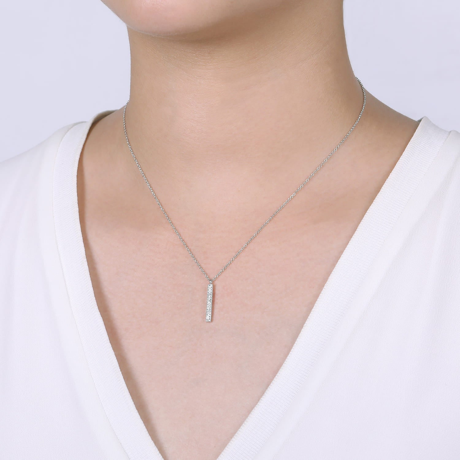 Diamond Bar Drop Necklace