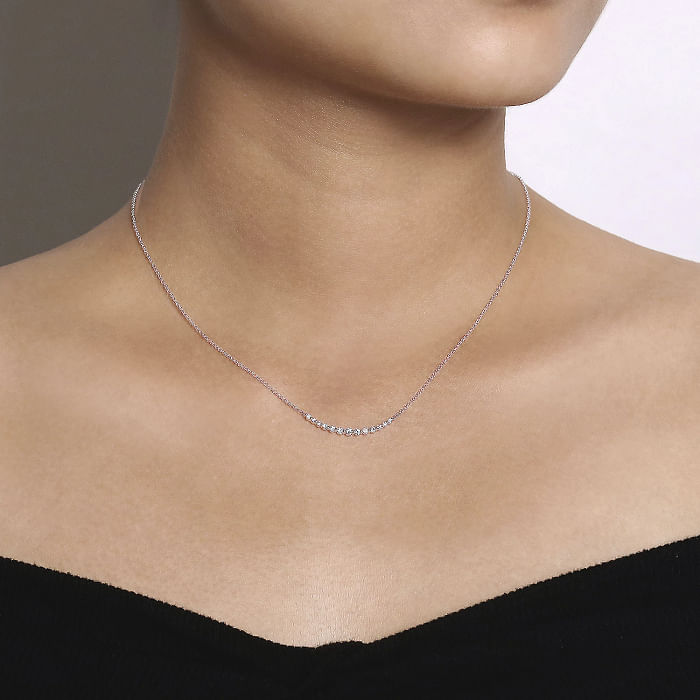 Curved Diamond Bar Necklace