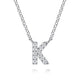 White Gold Diamond K Initial Pendant Necklace