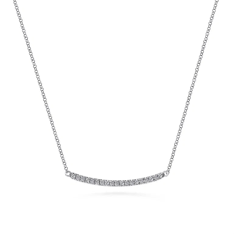 Pave Diamond Curved Bar Necklace