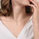 White Gold Diamond Vertical Bar Y Pendant Necklace