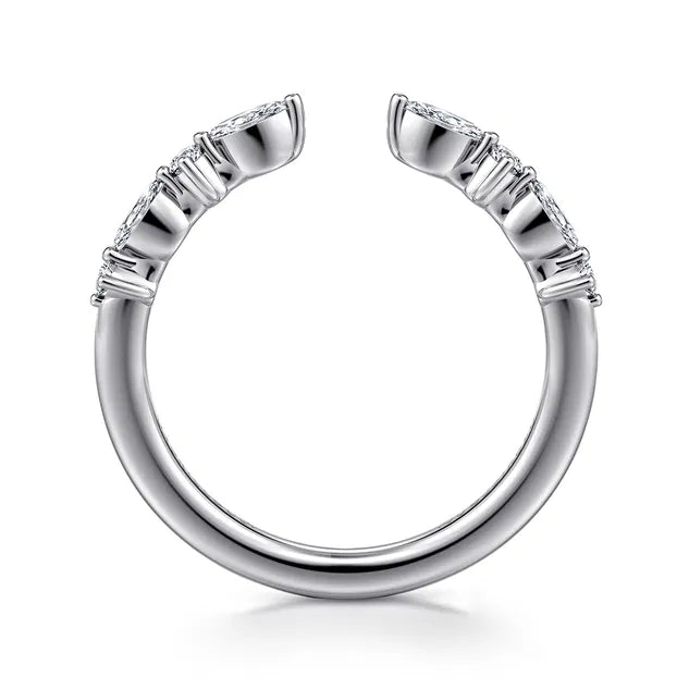 White Gold Marquise and Round Open Diamond Anniversary Band