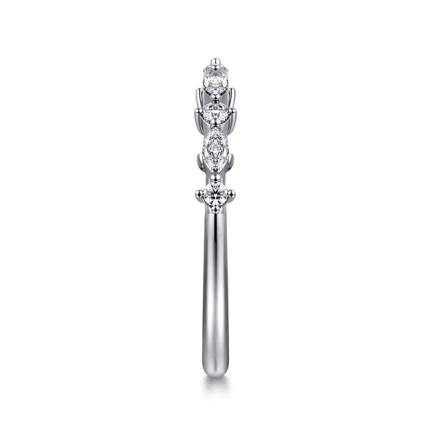 White Gold Marquise and Round Open Diamond Anniversary Band