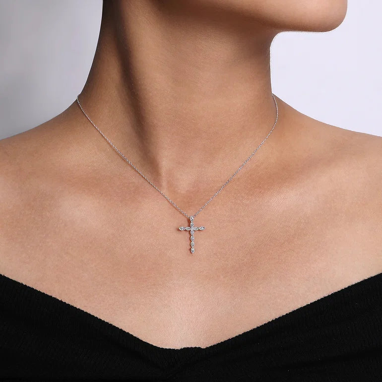 Segmented Diamond Cross Necklace