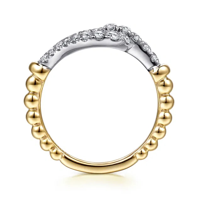 White and Yellow Gold Bujukan Diamond Horseshoe Link Ring