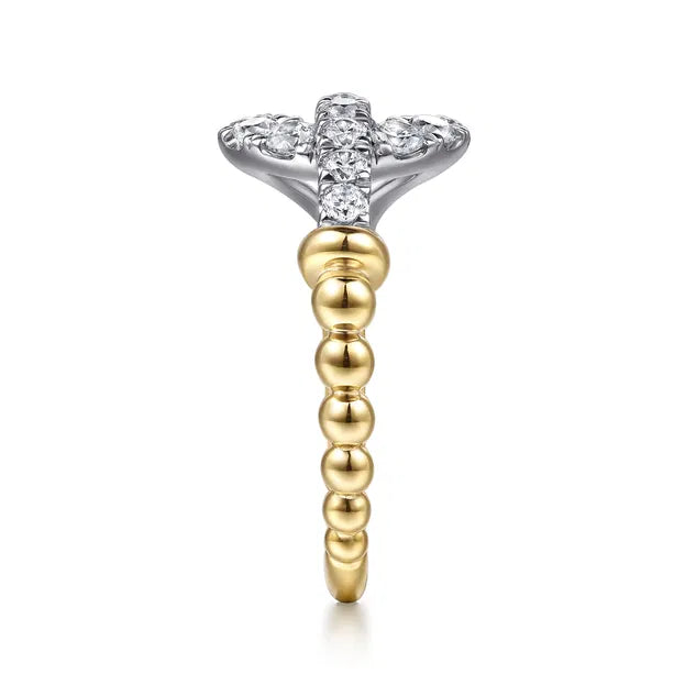 White and Yellow Gold Bujukan Diamond Horseshoe Link Ring