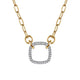Open Cushion Shape Diamond Hollow Paperclip Chain Necklace